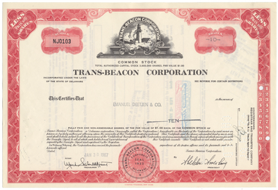 Trans-Beacon Corporation Stock Certificate