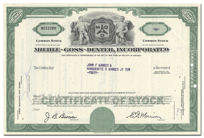 Miehle - Goss - Dexter, Incorporated Stock Certificate