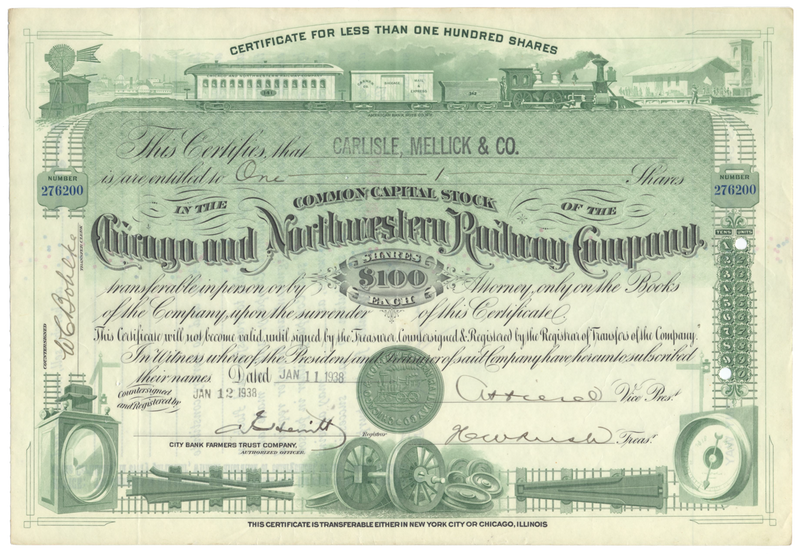 Chicago and Northwestern Railway Company Stock Certificate