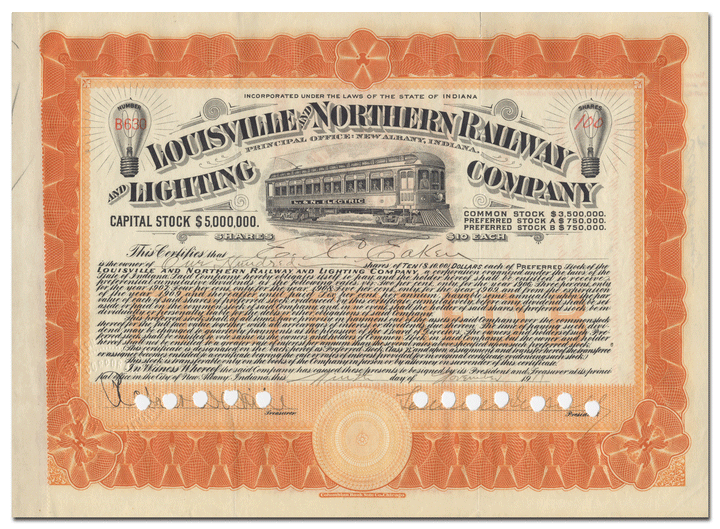 Louisville and Northern Railway and Lighting Company (Signed by Samuel Insull)