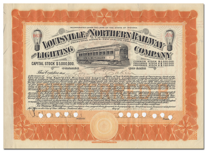 Louisville and Northern Railway and Lighting Company (Signed by Samuel Insull)