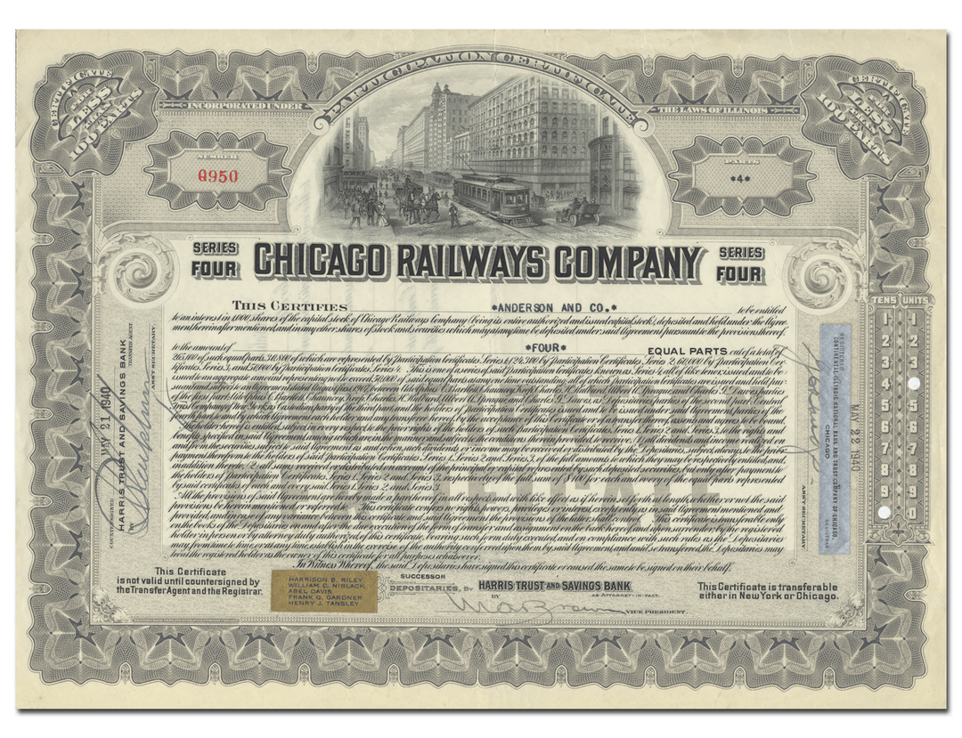 Chicago Railways Company Stock Certificate