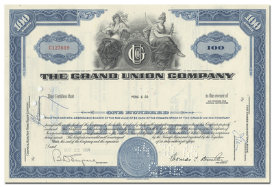 Grand Union Company Stock Certificate