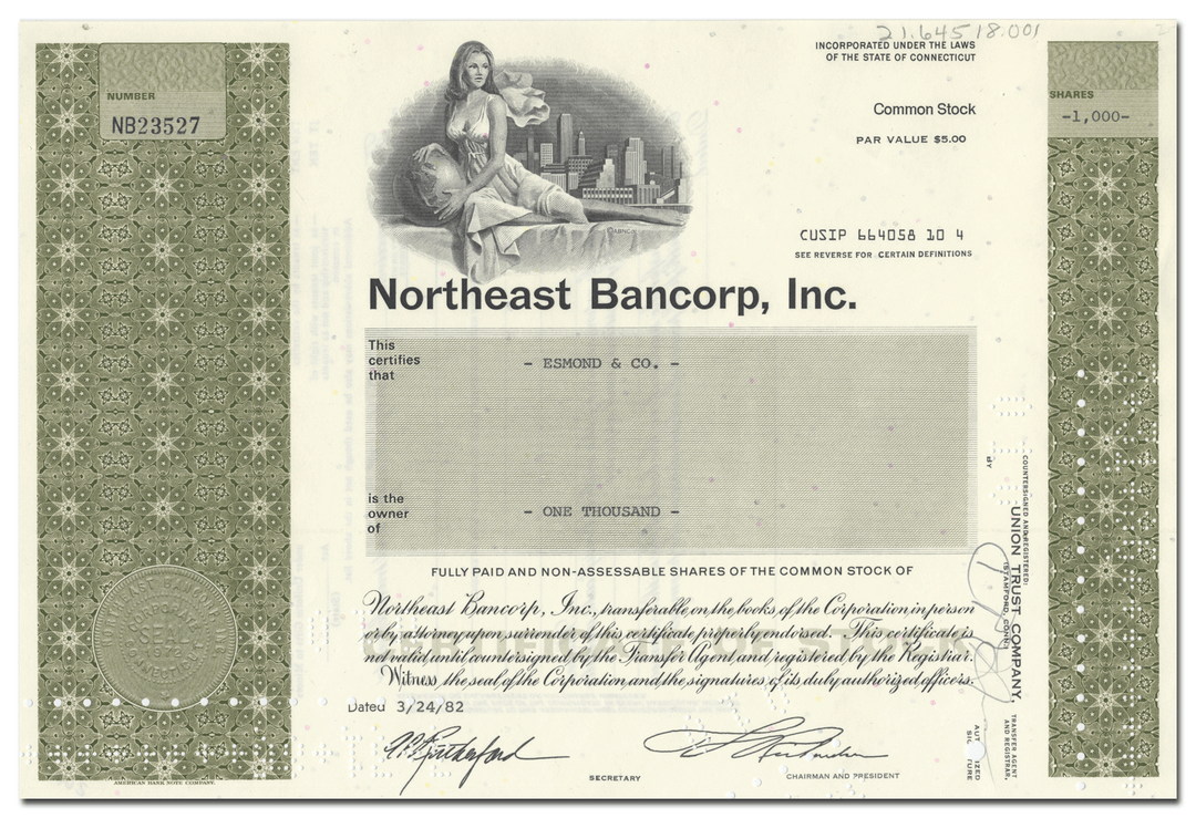 Northeast Bancorp, Inc. Stock Certificate