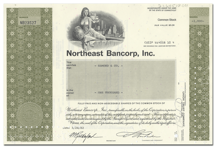 Northeast Bancorp, Inc. Stock Certificate