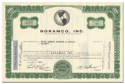 Noramco, Inc. Stock Certificate