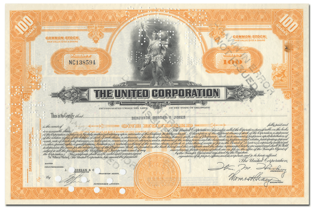 United Corporation Stock Certificate