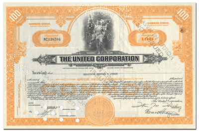 United Corporation Stock Certificate