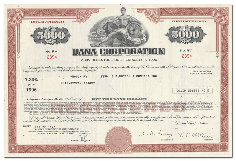 Dana Corporation Bond Certificate