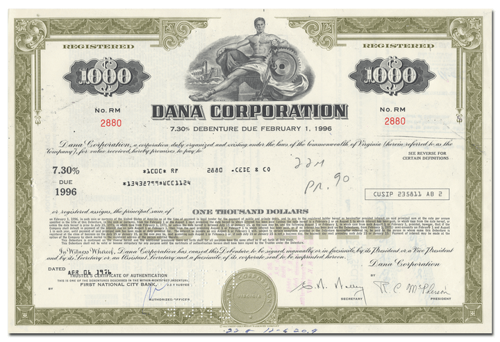 Dana Corporation Bond Certificate