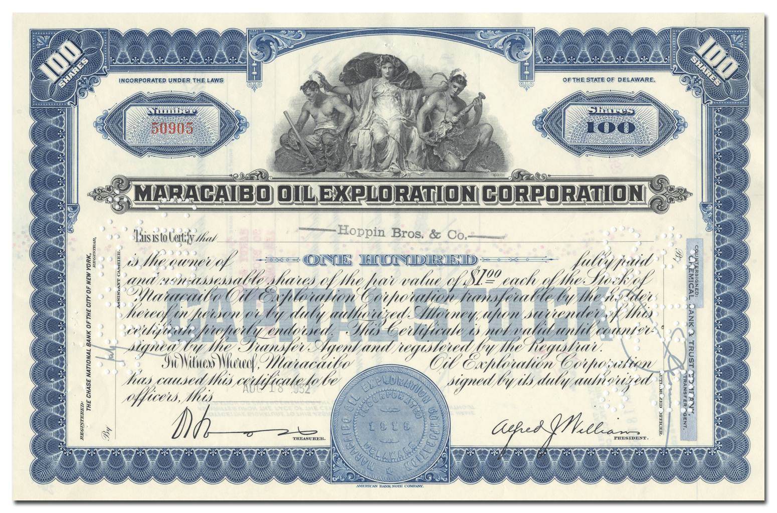 Maracaibo Oil Exploration Corporation Stock Certificate