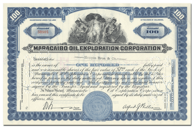 Maracaibo Oil Exploration Corporation Stock Certificate