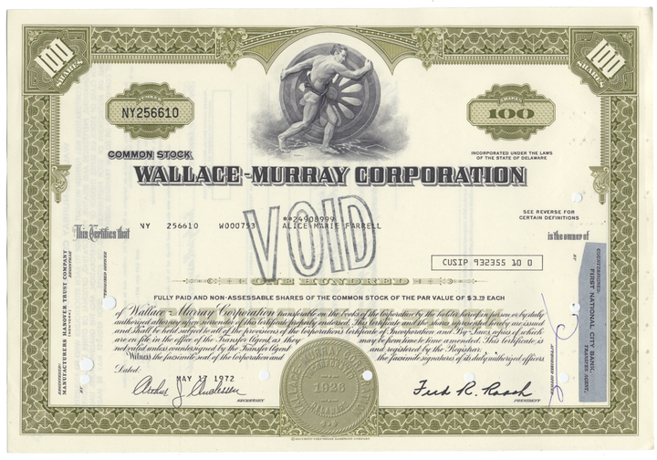 Wallace-Murray Corporation Stock Certificate