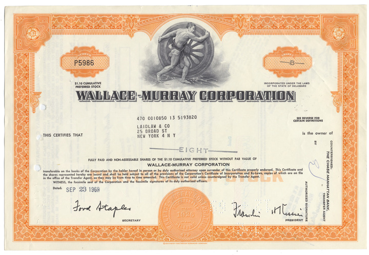 Wallace-Murray Corporation Stock Certificate