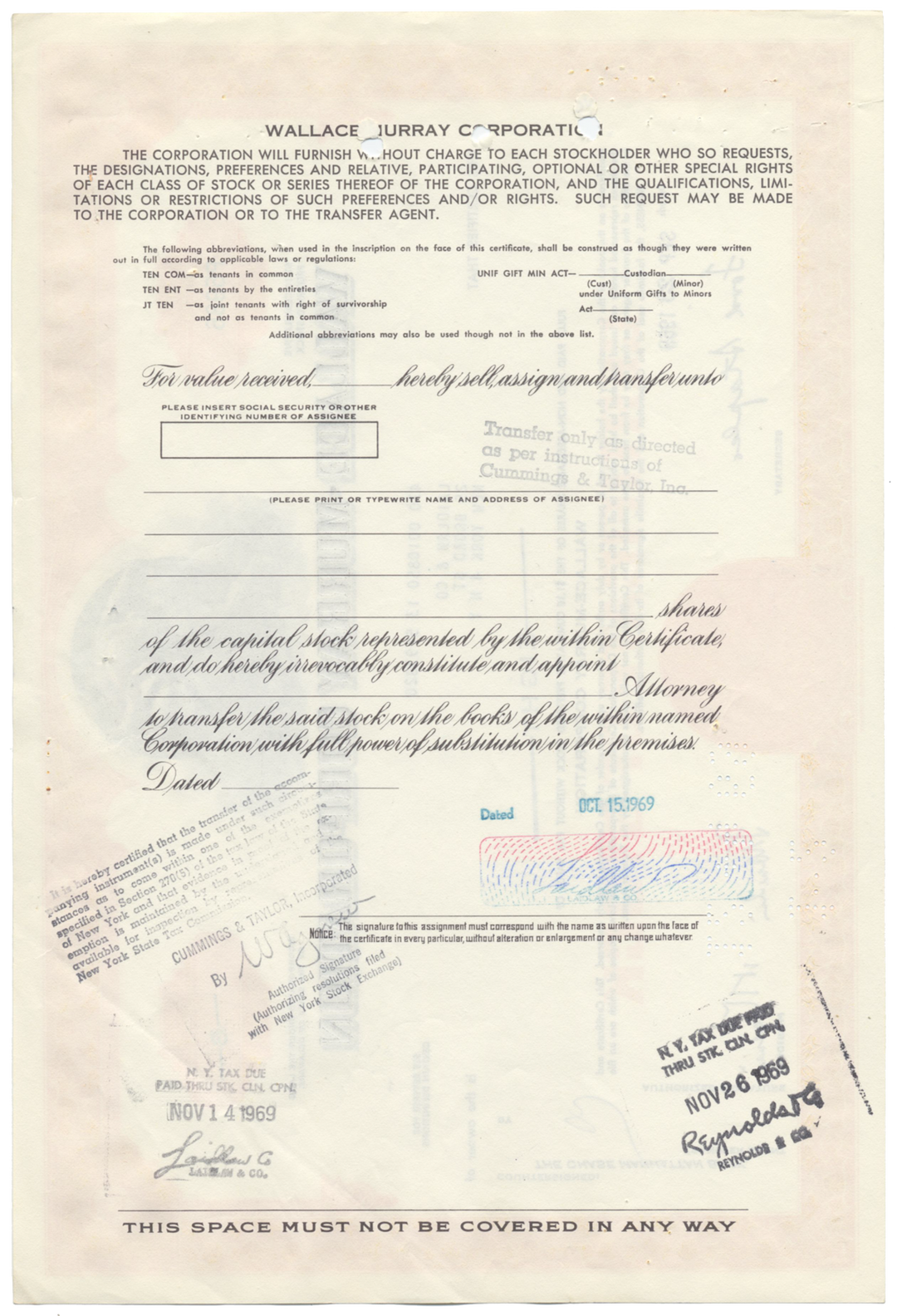 Wallace-Murray Corporation Stock Certificate