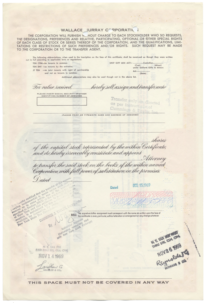 Wallace-Murray Corporation Stock Certificate