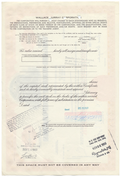 Wallace-Murray Corporation Stock Certificate