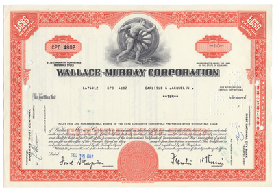 Wallace-Murray Corporation Stock Certificate
