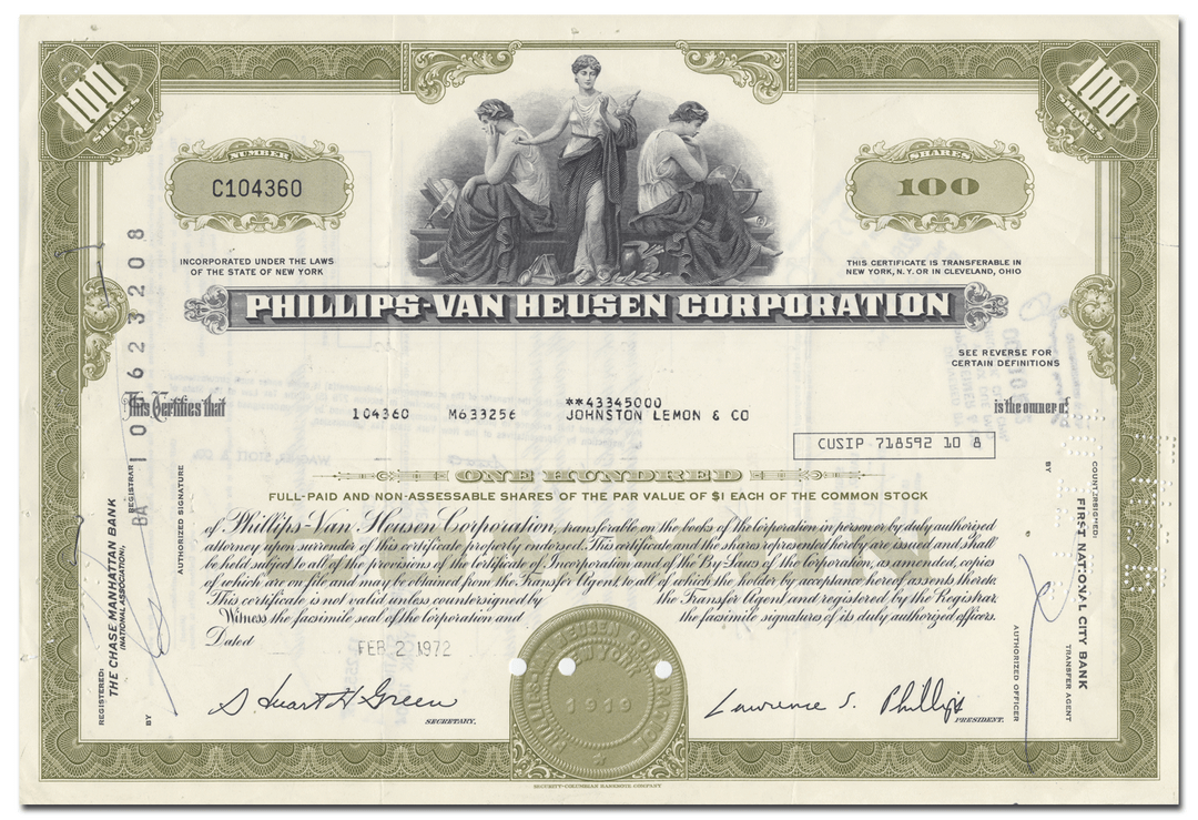 Phillips-Van Heusen Corporation Stock Certificate