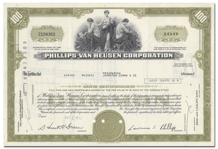 Phillips-Van Heusen Corporation Stock Certificate