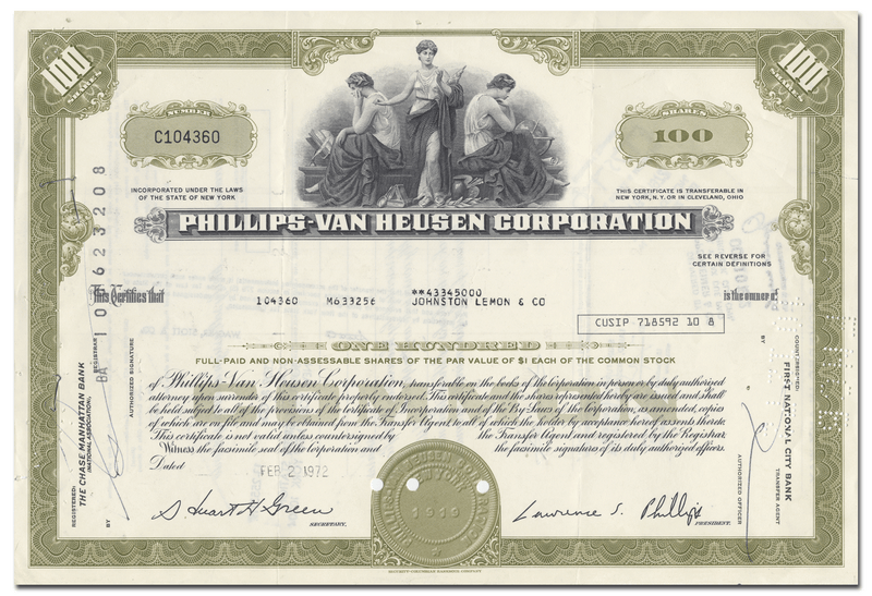 Phillips-Van Heusen Corporation Stock Certificate