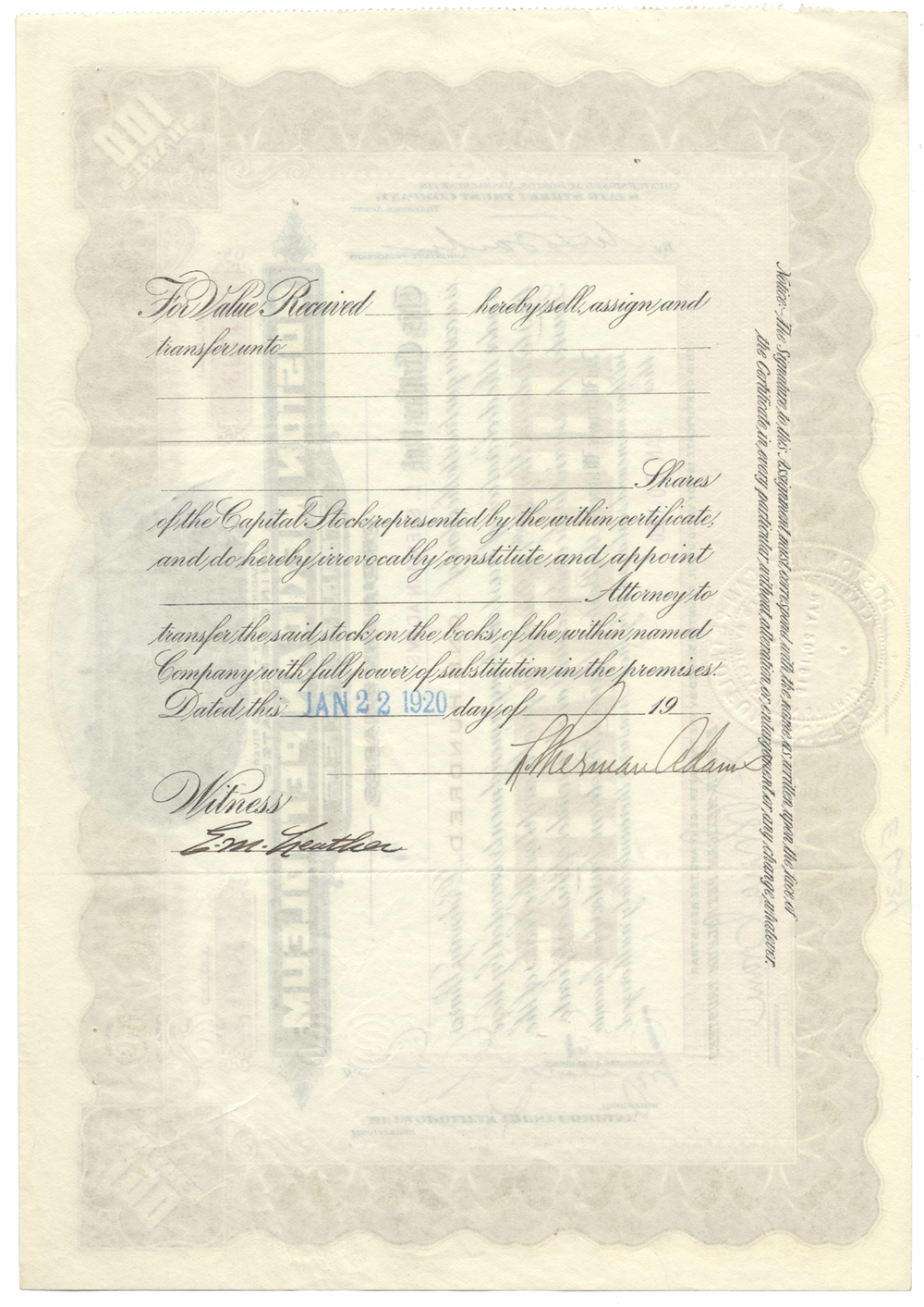 Boston Mexican Petroleum Trustees Stock Certificate