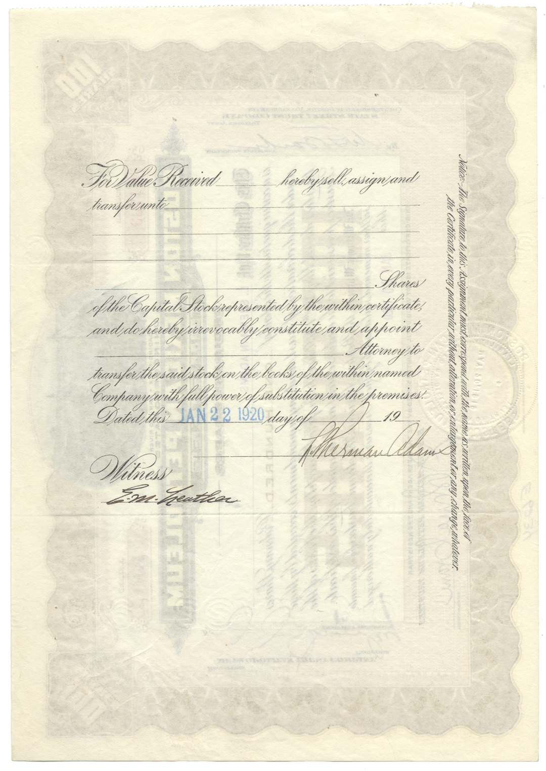 Boston Mexican Petroleum Trustees Stock Certificate