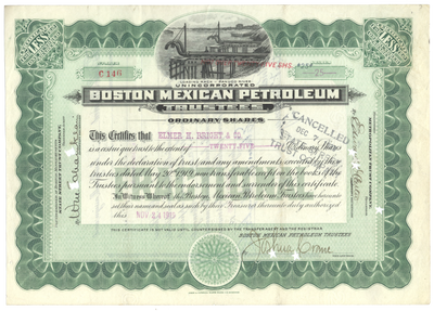 Boston Mexican Petroleum Trustees Stock Certificate