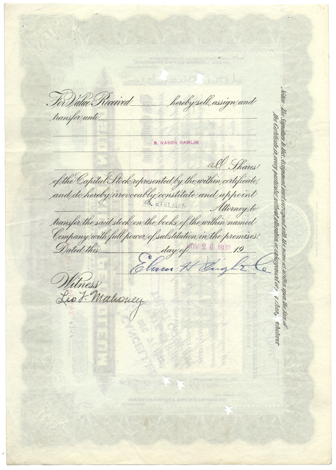 Boston Mexican Petroleum Trustees Stock Certificate