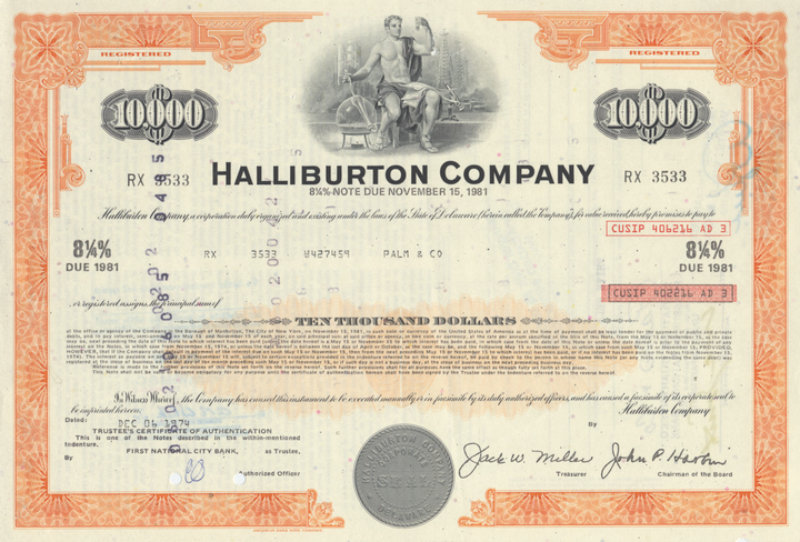 Halliburton Company Bond Certificate