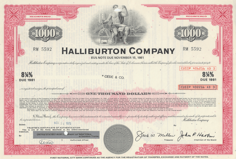 Halliburton Company Bond Certificate