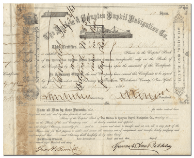 Harlem & Spuyen Duyvil Navigation Co. Stock Certificate