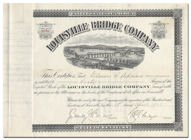 Louisville Bridge Company Stock Certificate