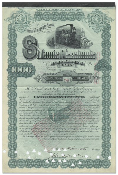 St. Louis Merchants Bridge Terminal Railway Company Bond Certificate