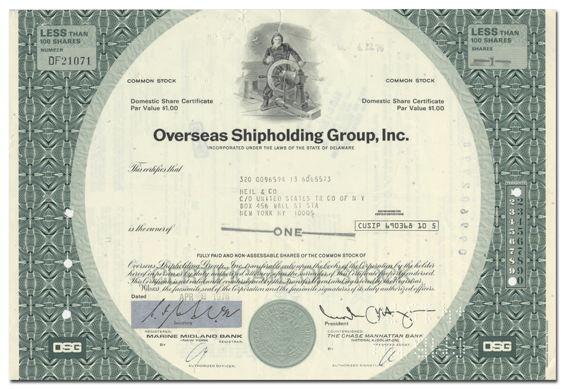 Overseas Shipholding Group, Inc. Stock Certificate