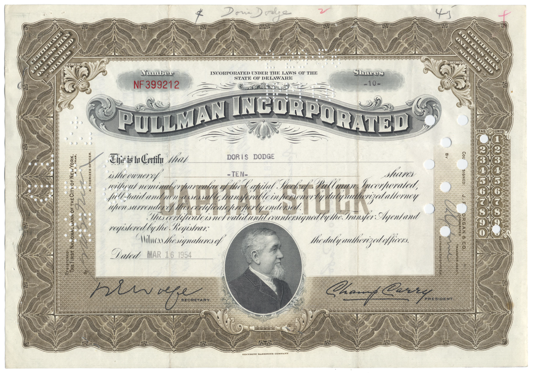 Pullman Incorporated Stock Certificate