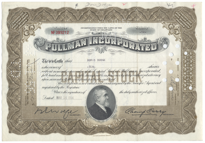 Pullman Incorporated Stock Certificate