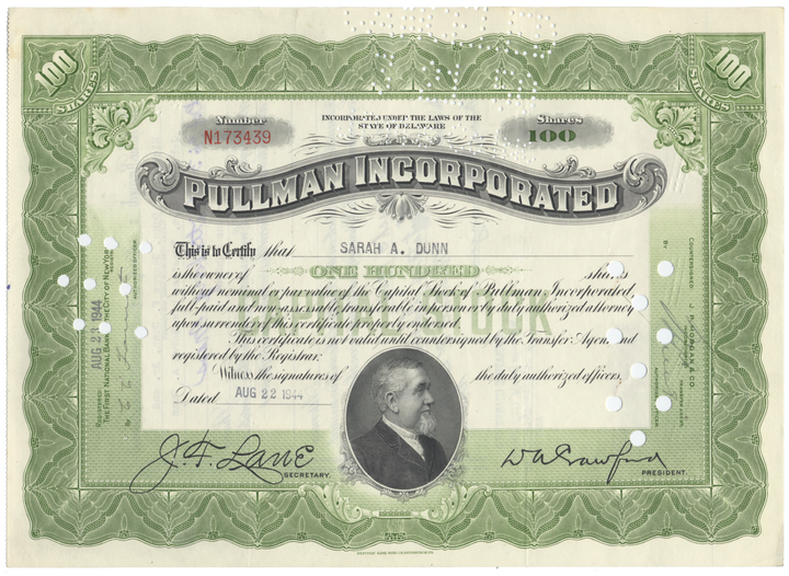 Pullman Incorporated Stock Certificate