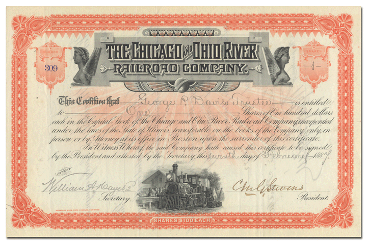 Chicago and Ohio River Railroad Company Stock Certificate