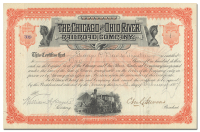 Chicago and Ohio River Railroad Company Stock Certificate