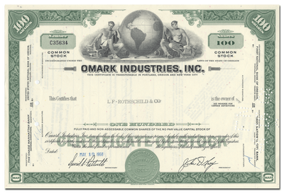 Omark Industries, Inc. Stock Certificate