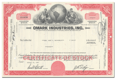 Omark Industries, Inc. Stock Certificate