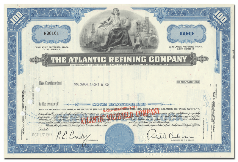 Atlantic Refining Company Stock Certificate