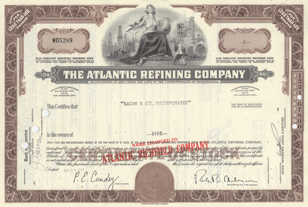 Atlantic Refining Company Stock Certificate