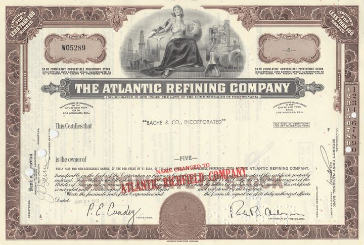 Atlantic Refining Company Stock Certificate