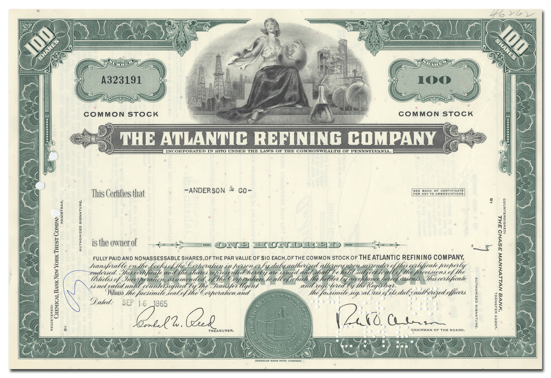 Atlantic Refining Company Stock Certificate