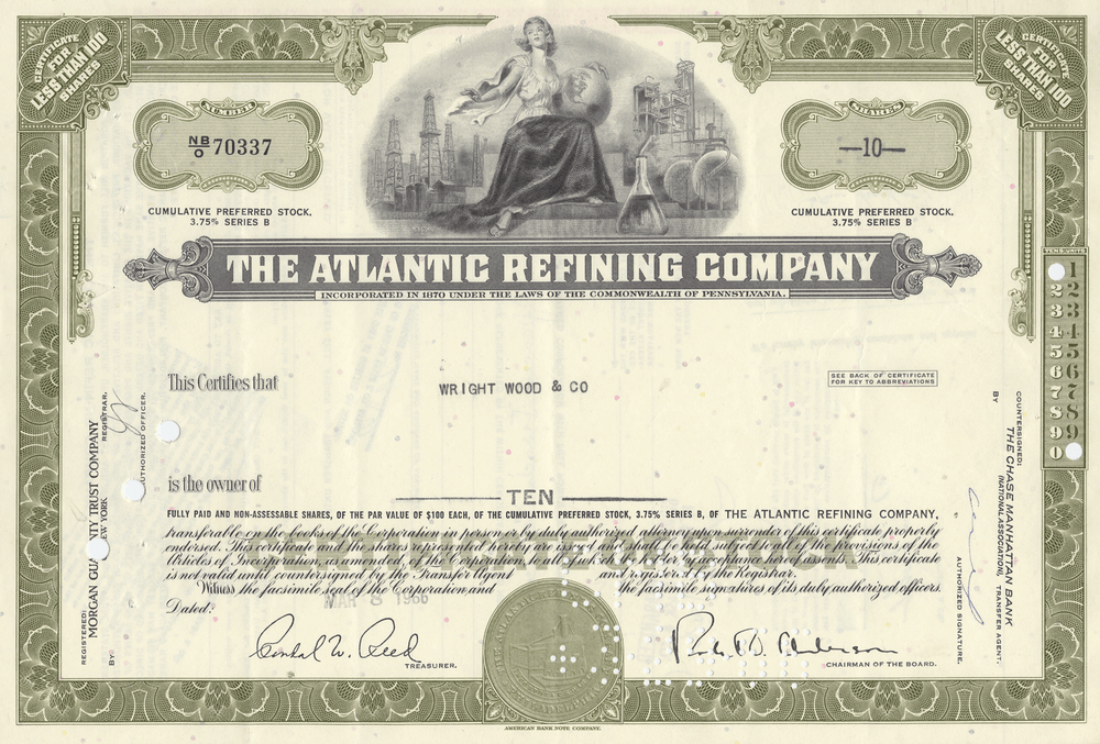 Atlantic Refining Company Stock Certificate