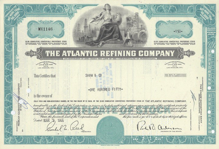 Atlantic Refining Company Stock Certificate