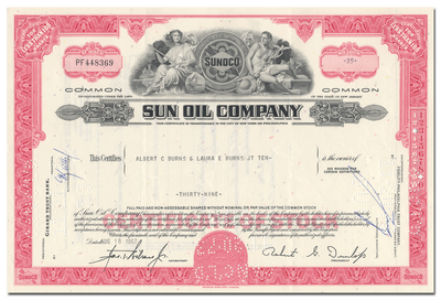 Sun Oil Company Stock Certificate