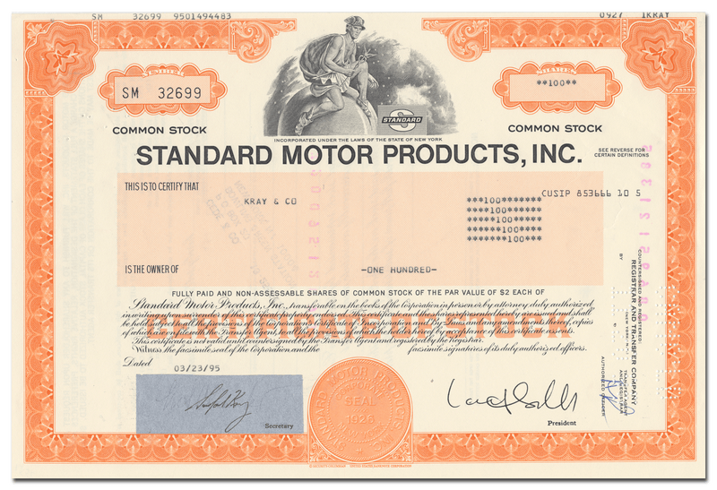 Standard Motor Products, Inc. Stock Certificate